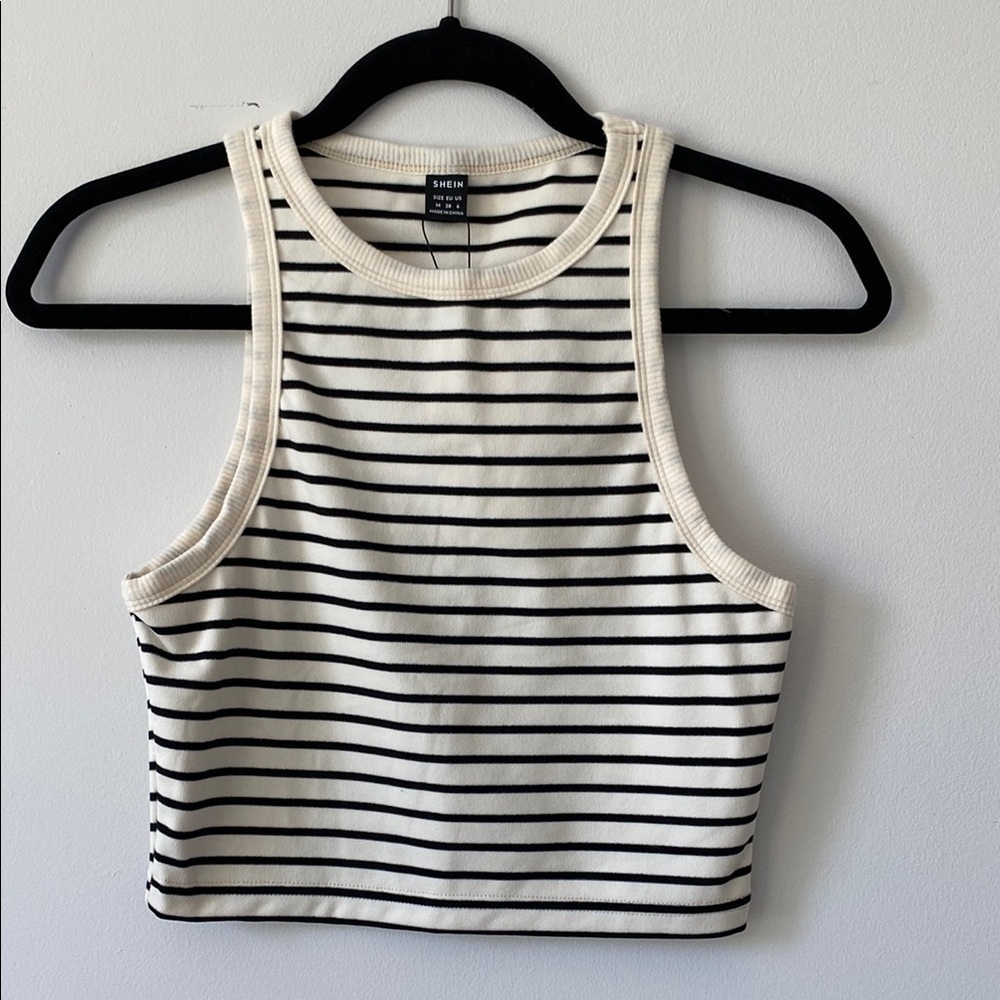 SHEIN Black and Cream Cropped Tank